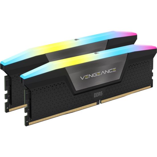  Зображення Corsair DDR5, 7200MT/s 32GB 2x16GB DIMM, Unbuffered, 34-44-44-96, OC PMIC, XMP 3.0, VENGEANCE RGB DDR5 Black Heatspreader, RGB LED, 1.45V, for Intel 700, EAN:0840006601159 